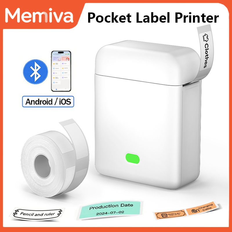 Commercial Photo Printer - Memiva L12 Tragbarer Thermoetikettendrucker, tintenloser Mini-Aufkleberdrucker,